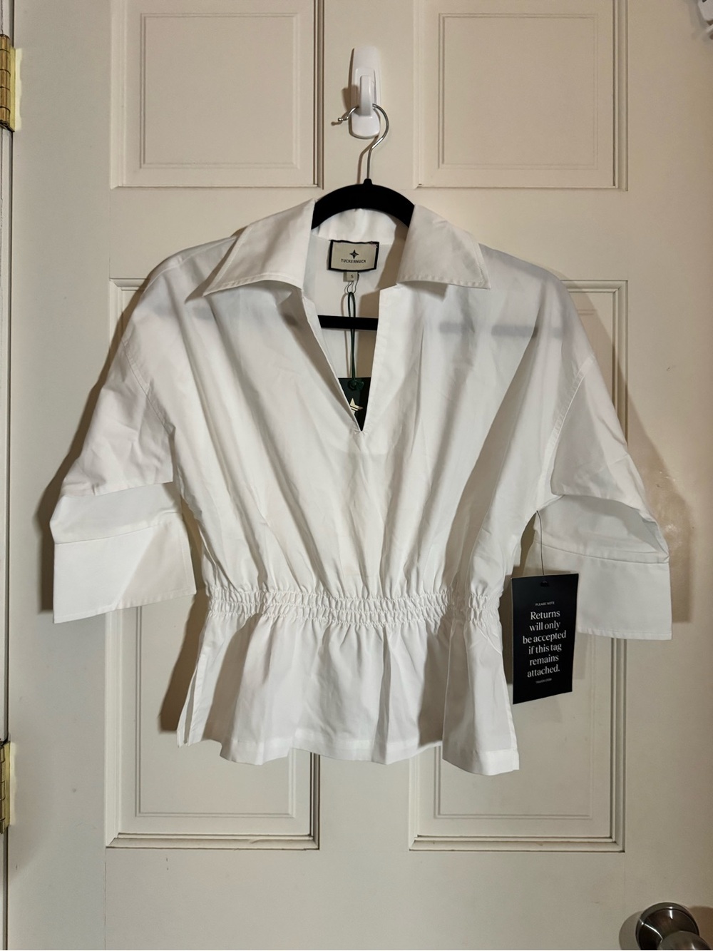 NWT Tuckernuck White Poplin Roberts Top Blouse Size Small